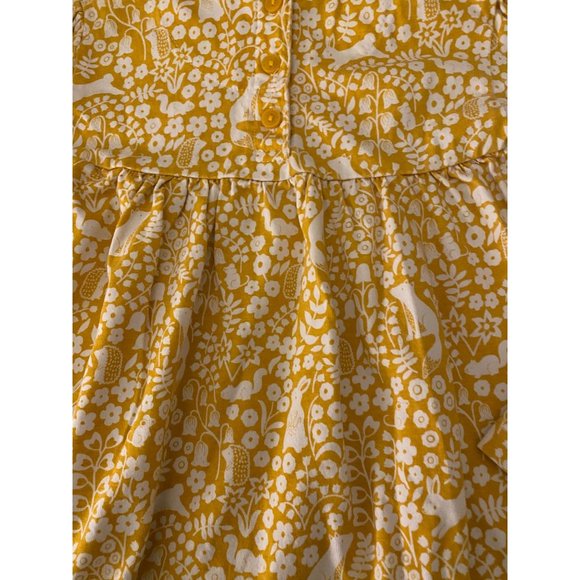 JoJo Maman Bebe Collared Shirt Dress - Bunnies Fox and Nature - Yellow and White - Picture 6 of 6